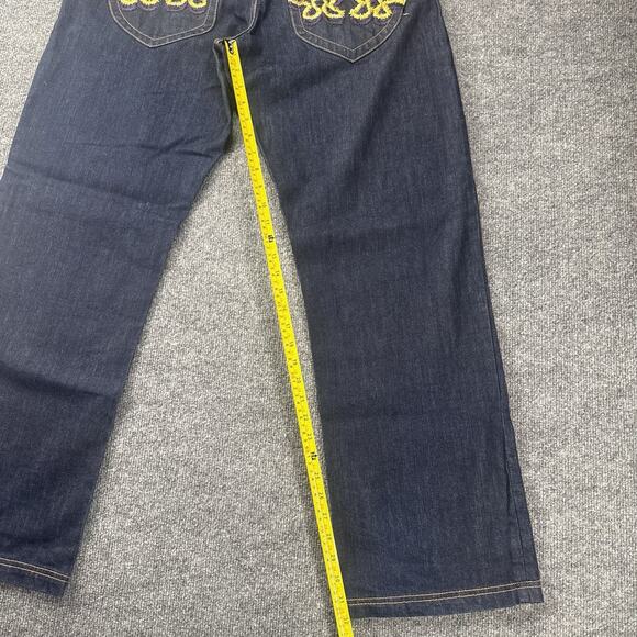 Vintage Y2K Crown Holder Japanese Denim Jeans Embroidered Baggy Street Men 36x32 - Picture 10 of 11